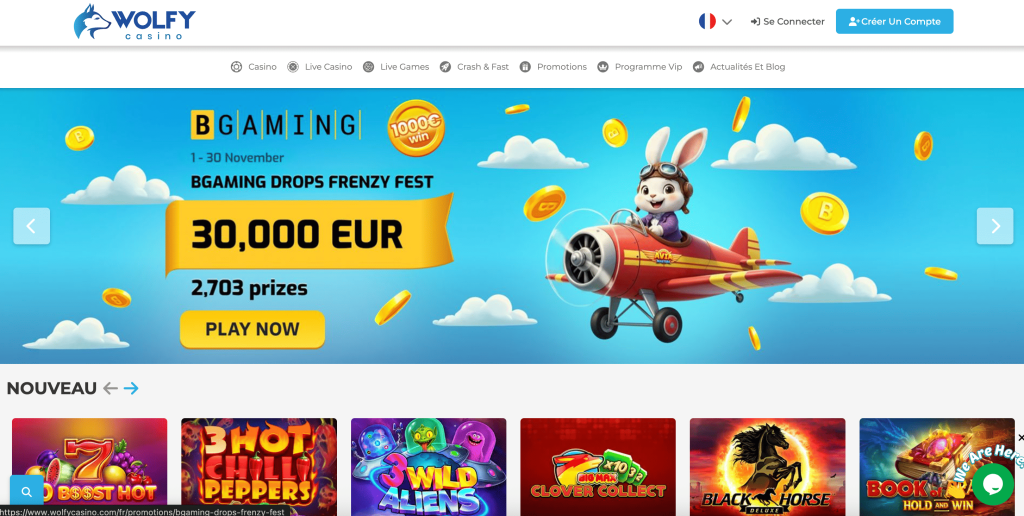 wolfy casino interface